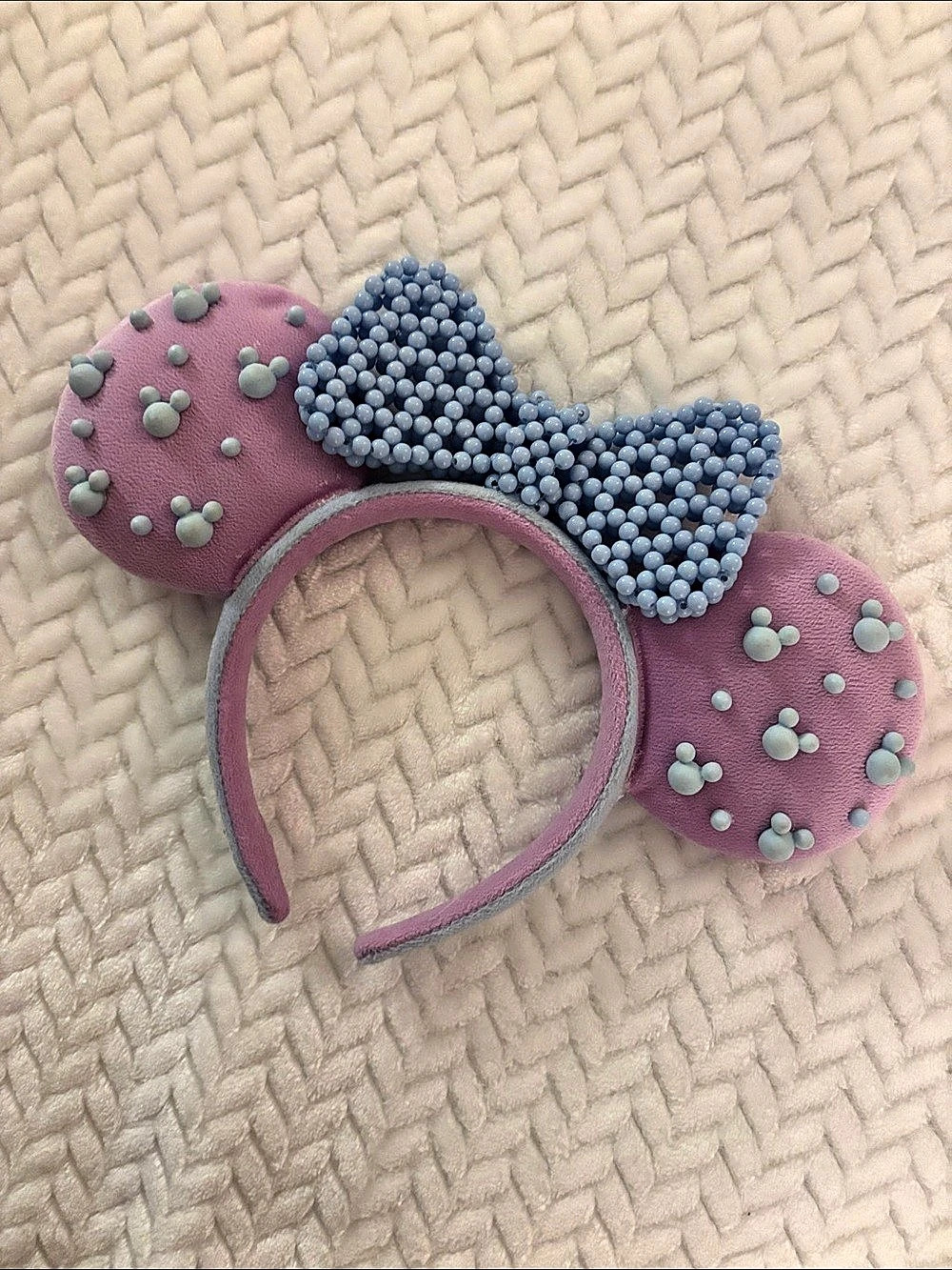 Disney Parks Pink and Blue Beaded Minnie Mouse Ear Headband